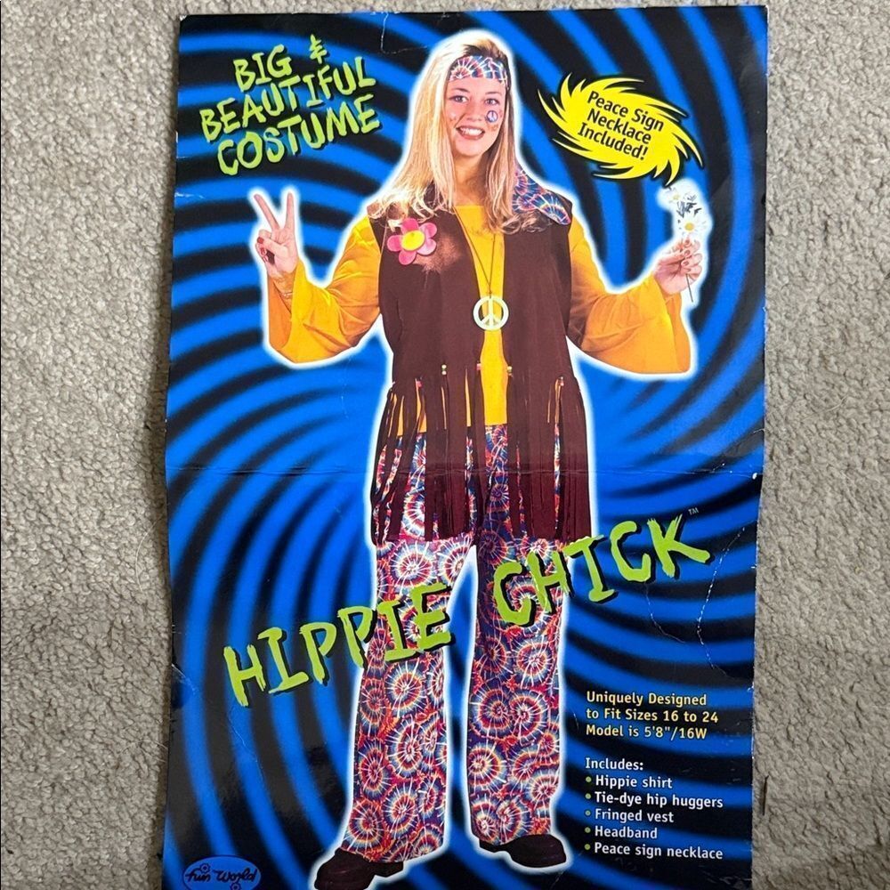 Hippie Chick Costume with Tie-Dye Pants and Fringe Vest